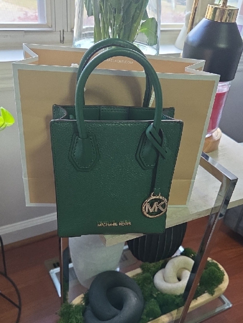 Michael Kors Jewel Green Mini Mercer Bag with MK Charm - Picture 7 of 8